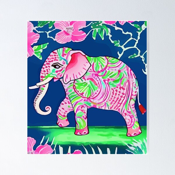 Item preview, Pink elephant in hibiscus garden designed and sold by SophieClimaArt.