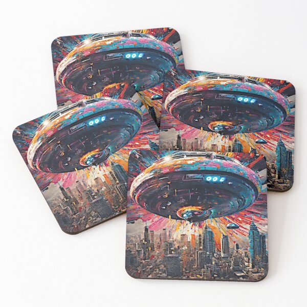Item preview, The graffiti artwork featured a vibrant color splash with a UFO at its center. designed and sold by Best-Art-32.