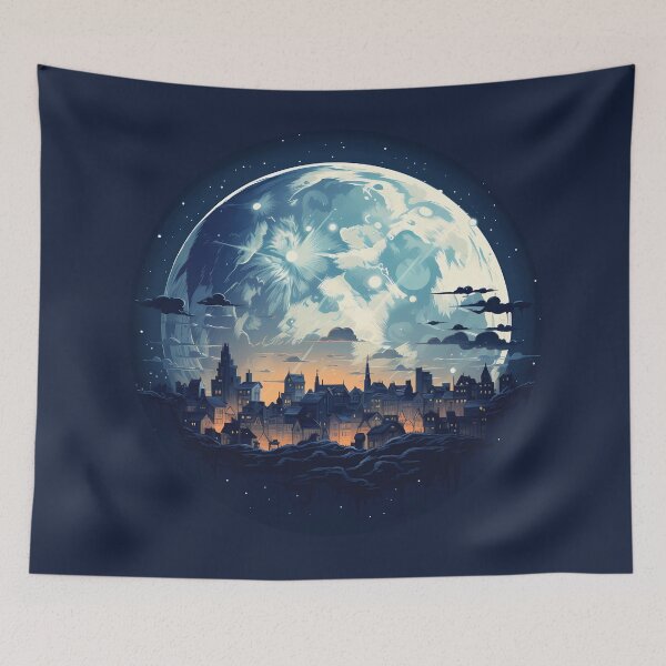 Item preview, Super Moon Illustration designed and sold by The Bla in My Brain.