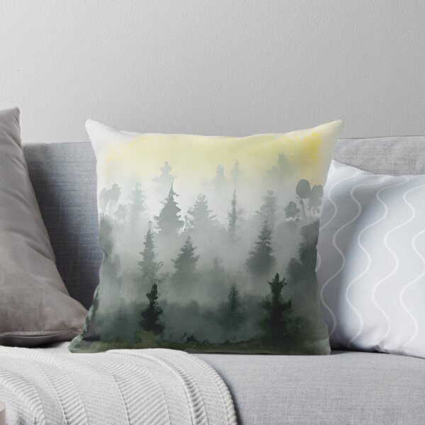 Item preview, Nordic Forest Watercolour, Misty, Grey, Green and Yellow designed and sold by Coralgb.