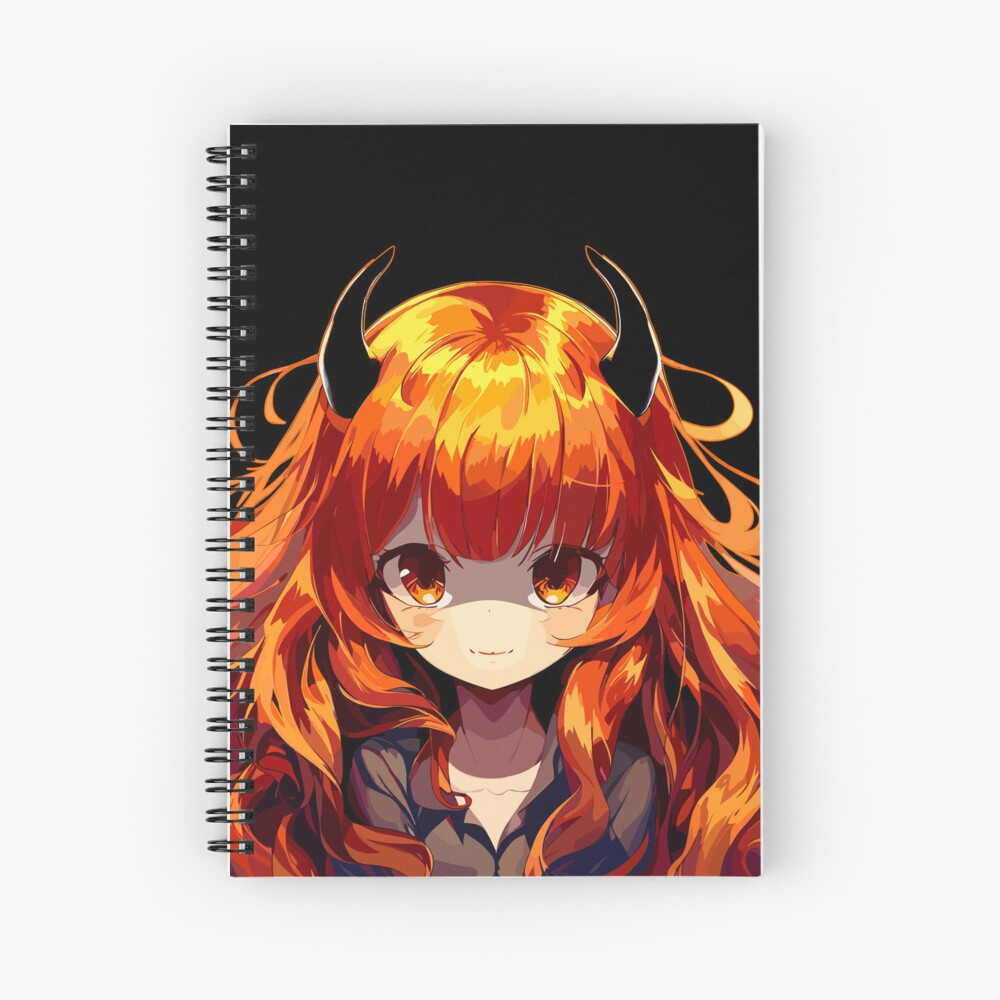 Beautiful orange hair anime devil girl