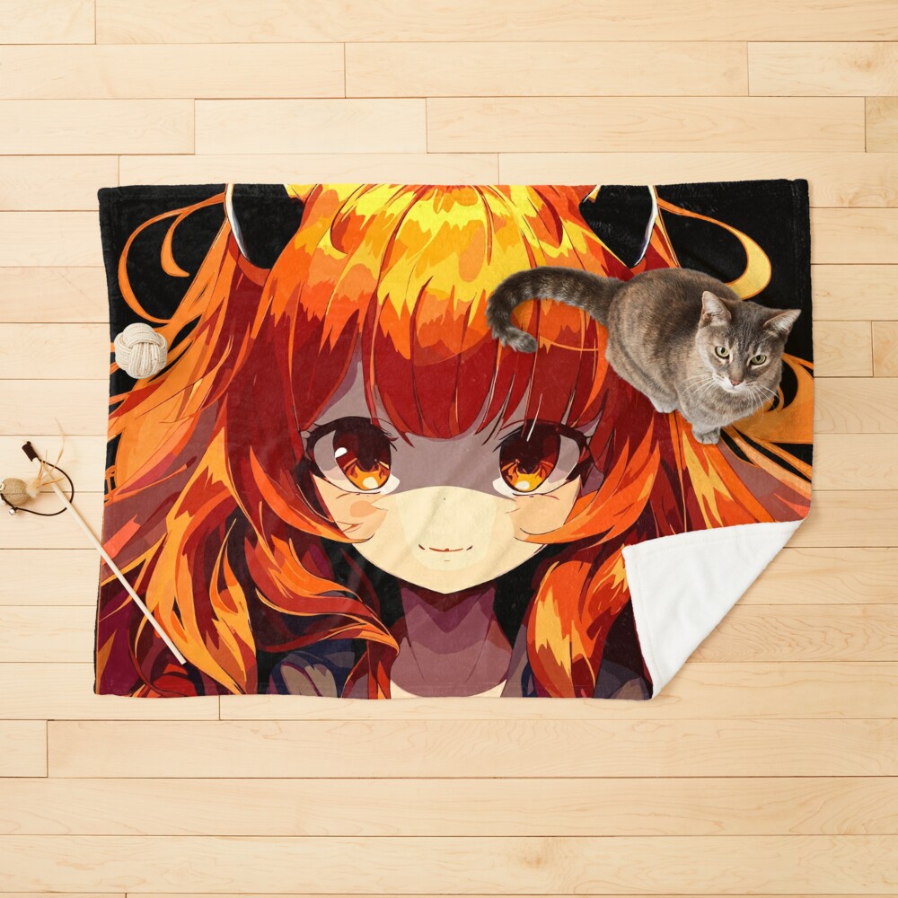 Beautiful orange hair anime devil girl