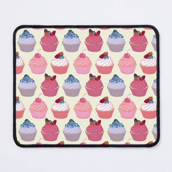 Item preview, Cupcake pattern | Cherry, Strawberry, Blueberry and Raspberry Fancy Cupcakes on Cream designed and sold by Lindsay Marie Patterns.