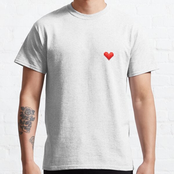 Retro 8 Bit Video Game Pixelated Half Heart Short-Sleeve T-Shirt