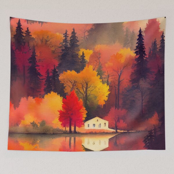 Item preview,  Colorful Autumn Landscape Watercolor 3 designed and sold by Art by Lilia.