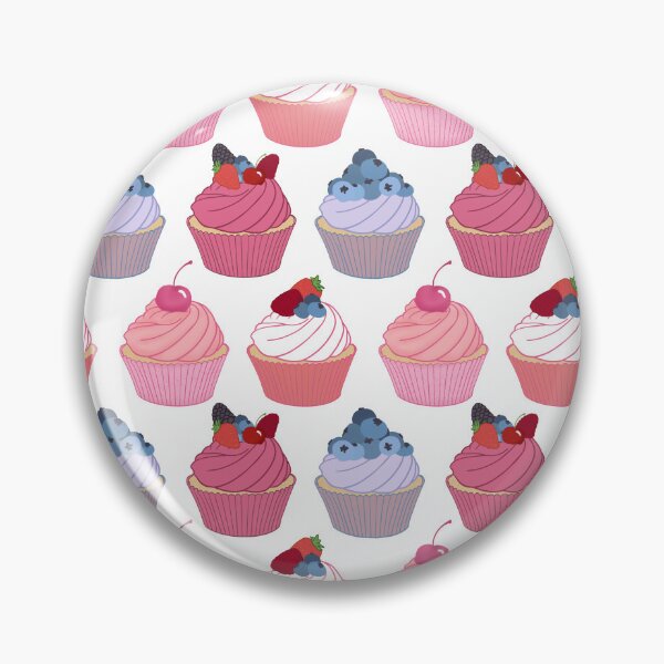 Artikelvorschau, Cupcake-Muster | Kirsch-, Erdbeer-, Blaubeer- und Himbeer-Cupcakes auf Weiß entworfen und verkauft von Lindsay Marie Patterns.
