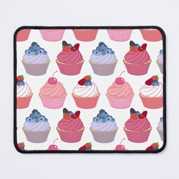 Item preview, Cupcake pattern | Cherry, Strawberry, Blueberry and Raspberry Fancy Cupcakes on White designed and sold by Lindsay Marie Patterns.
