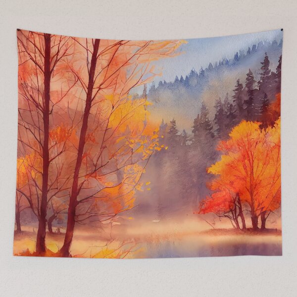 Item preview,  Colorful Autumn Landscape Watercolor 4 designed and sold by Art by Lilia.