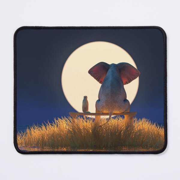 Item preview, Elephant and Dog are sitting on a small island on a moonlit night 2 designed and sold by Mike Kiev art.