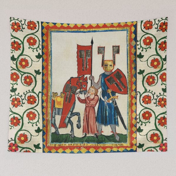Item preview, GERMAN EPIC POET AS TEUTONIC KNIGHT MEDIEVAL MINIATURE WITH WILD ROSES designed and sold by BulganLumini.