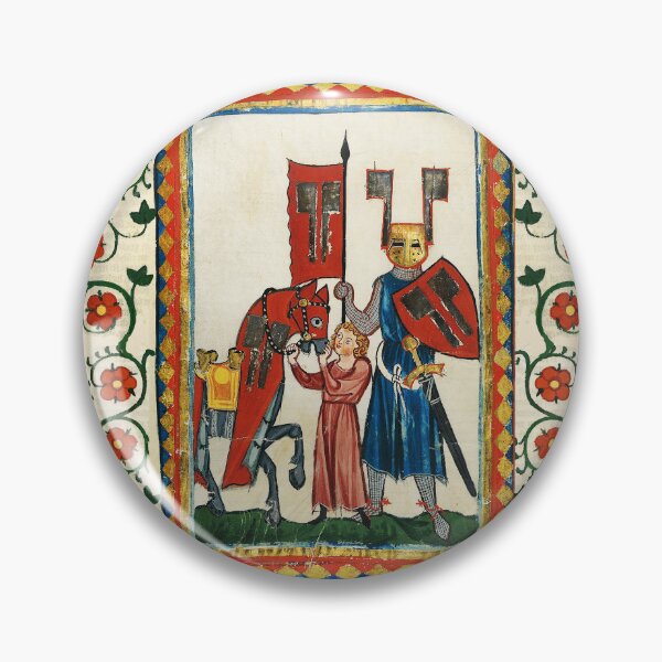 Item preview, GERMAN EPIC POET AS TEUTONIC KNIGHT MEDIEVAL MINIATURE WITH WILD ROSES designed and sold by BulganLumini.