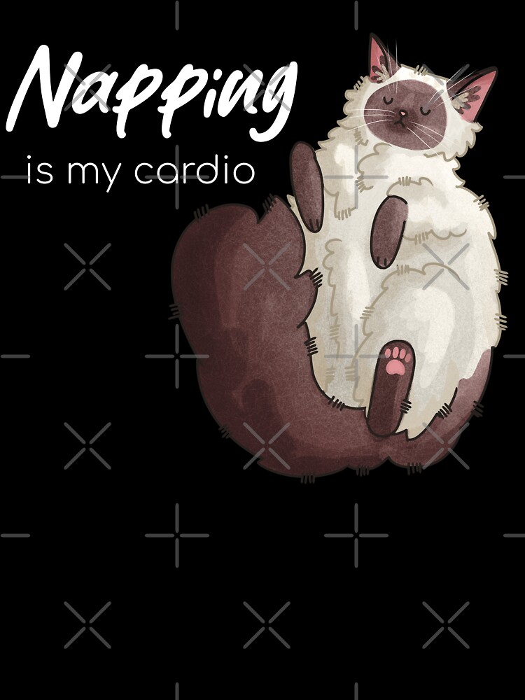Artwork view, Napping is my cardio - Ragdoll Point Cat - Gifts for cat lovers designed and sold by FelineEmporium