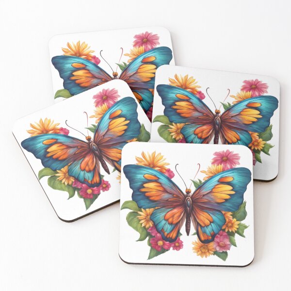 Item preview, vibrant colorful butterfly and floral artwork designed and sold by TheScruffyGoose.