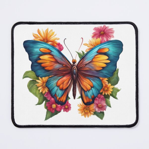 Item preview, vibrant colorful butterfly and floral artwork designed and sold by TheScruffyGoose.