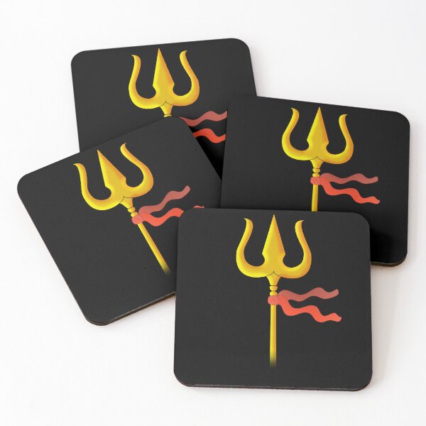 Item preview, Golden Trishul with Red flag designed and sold by ShivThulirVerse.