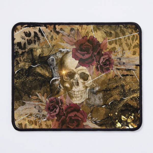 Item preview, Skull with Leopard print pattern with gold and roses designed and sold by Renee Lavoie.