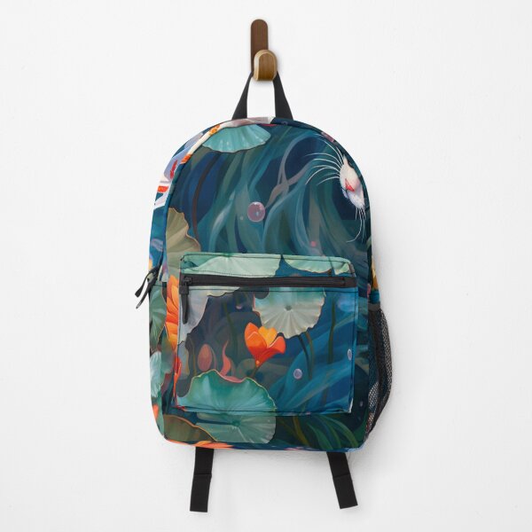 Item preview, Beneath the Waves: The Artistry of a Cat-Faced Koi Amidst Blooms designed and sold by DreaverDelights.