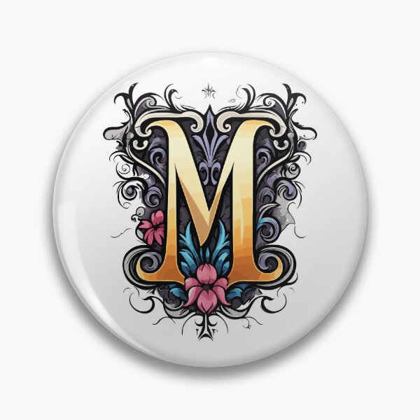 Item preview, gothic floral letter M  designed and sold by Five Seventy Five.