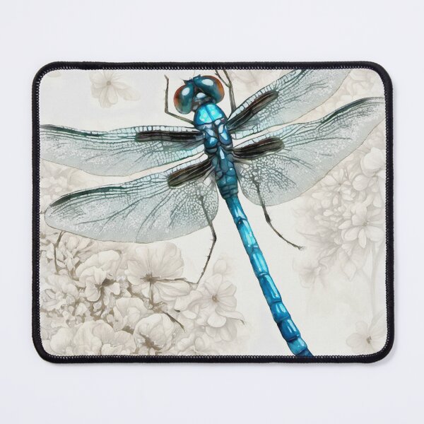 Item preview, Blue Dragonfly On A White Floral Background designed and sold by taiche.