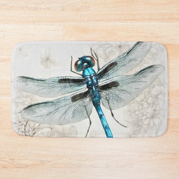 Item preview, Blue Dragonfly On A White Floral Background designed and sold by taiche.