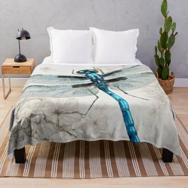 Item preview, Blue Dragonfly On A White Floral Background designed and sold by taiche.