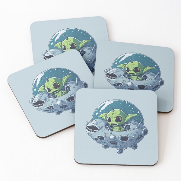 Item preview, Cute alien comes out of his spaceship on Earth designed and sold by davidbomel-Art.