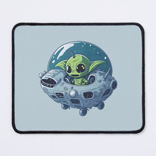 Item preview, Cute alien comes out of his spaceship on Earth designed and sold by davidbomel-Art.