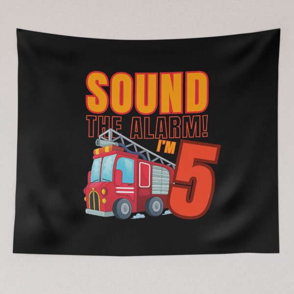 Item preview, Sound The Alarm I'm 5 Birthday Boy Firefighter 5 Year Old  designed and sold by Mixture-DESIGN.
