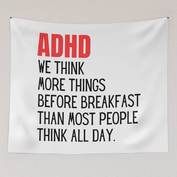 Item preview, ADHD, We Think More Things Before Breakfast Than Most People Think All Day. designed and sold by StickerSparkle.