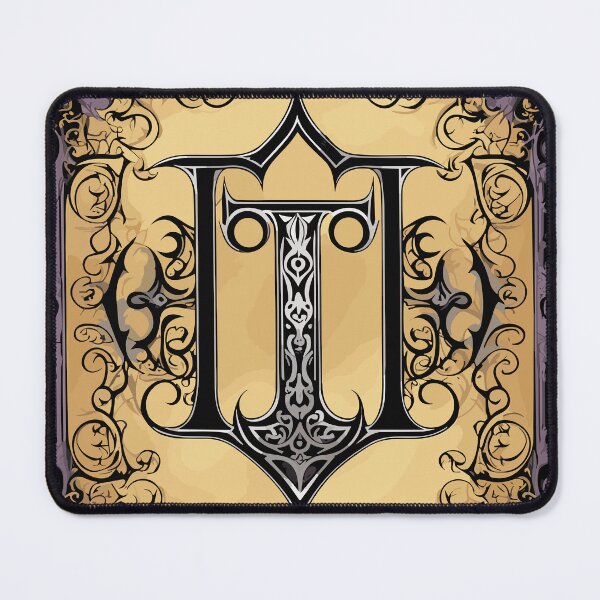 Item preview, gothic floral letter of TM or MT designed and sold by Five Seventy Five.