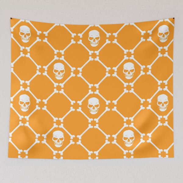 Item preview, Skull and bones pattern pumpkin orange & white designed and sold by Maria  Singh.