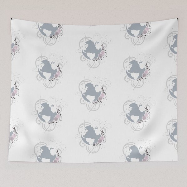 Item preview, planet earth with botanical wreath designed and sold by bc21design.