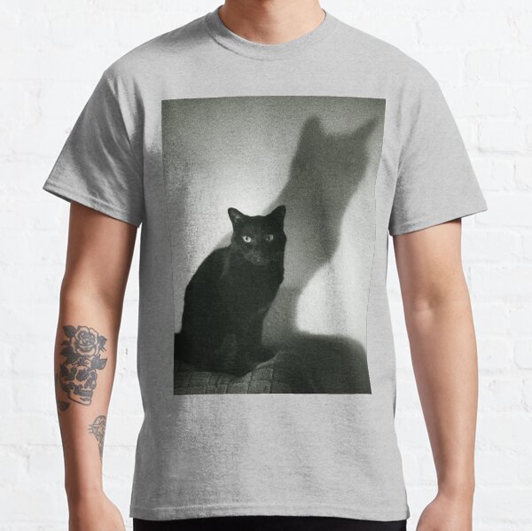 Portrait of black cat on sofa film noir chiaro scuro black and white square silver gelatin film analog photo Classic T-Shirt