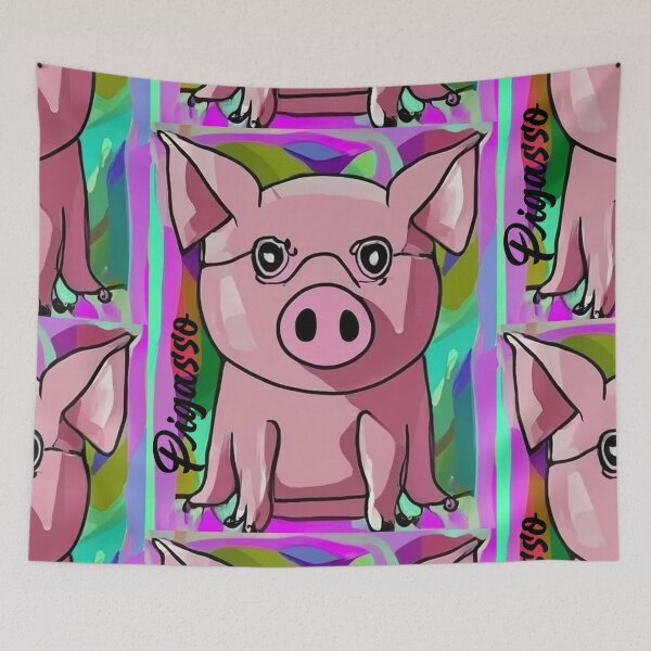 Item preview, Funny Colorful Pink Pig abstract Cubism Art designed and sold by Nature's Fancy.