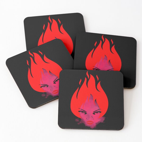 Item preview, Sensuality like a flame - colorful face of a woman with flaming hair designed and sold by SplashTastic.