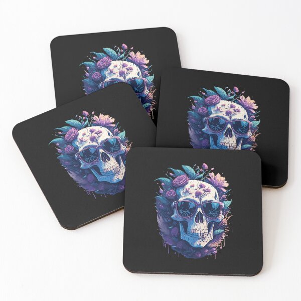 Item preview, Pastel floral skeleton skull with sunglasses designed and sold by Grafixfun.