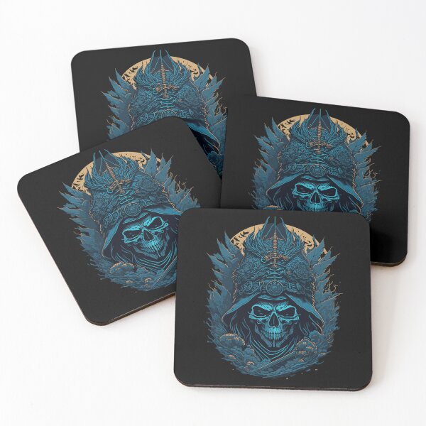 Item preview, Samurai skull with blue highlights designed and sold by Grafixfun.