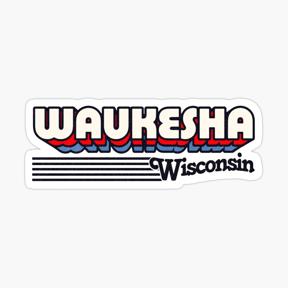Waukesha, Wisconsin | Retro Stripes Sticker