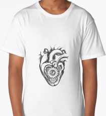 Mechanical Heart Retro Illustration Long T-Shirt