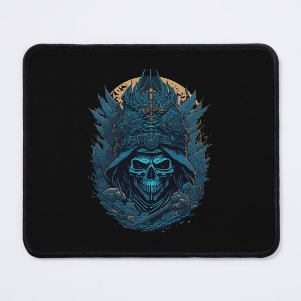 Item preview, Samurai skull with blue highlights designed and sold by Grafixfun.