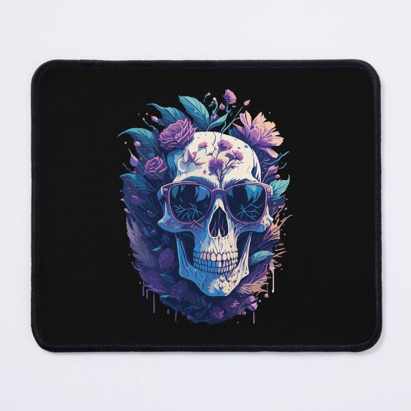 Item preview, Pastel floral skeleton skull with sunglasses designed and sold by Grafixfun.