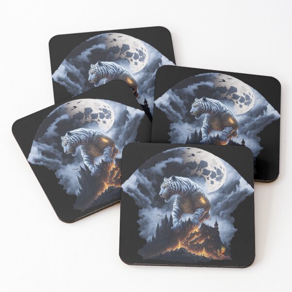 Item preview, Mythical White Tiger Conquering the Castle (Black) designed and sold by AmaziaCo.