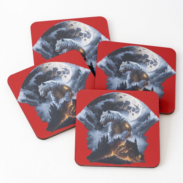 Item preview, Mythical White Tiger Conquering the Castle (Red) designed and sold by AmaziaCo.