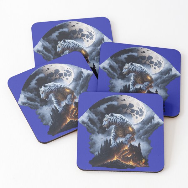 Item preview, Mythical White Tiger Conquering the Castle (Blue) designed and sold by AmaziaCo.