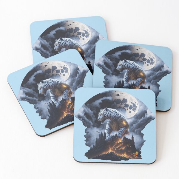 Item preview, Mythical White Tiger Conquering the Castle (Light Blue) designed and sold by AmaziaCo.