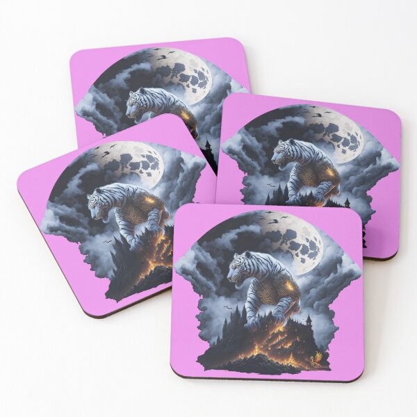 Item preview, Mythical White Tiger Conquering the Castle (Pink) designed and sold by AmaziaCo.