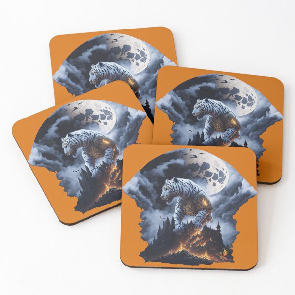 Item preview, Mythical White Tiger Conquering the Castle (Orange) designed and sold by AmaziaCo.