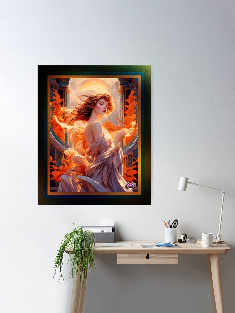 The Beauty Of Dawn Art Nouveau Allegorical Mystical AI Concept Art Portrait by Xzendor7 Wall Decor Poster
