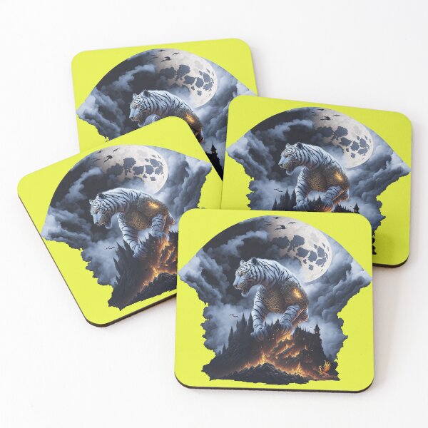 Item preview, Mythical White Tiger Conquering the Castle (Yellow) designed and sold by AmaziaCo.