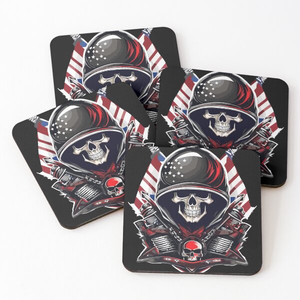Item preview, American illustration biker skull designed and sold by Grafixfun.